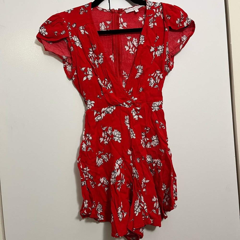 Red Floral Romper